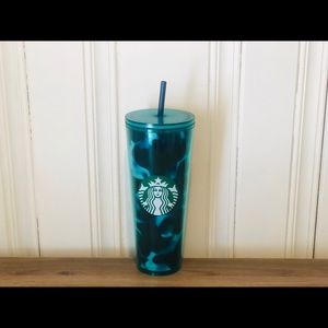 Starbucks Teal Blue Tortoise Cold Cup Tumbler